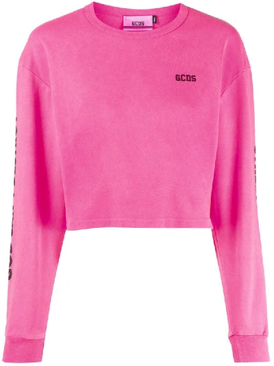 Gcds Cropped Sweatshirt In Pink
