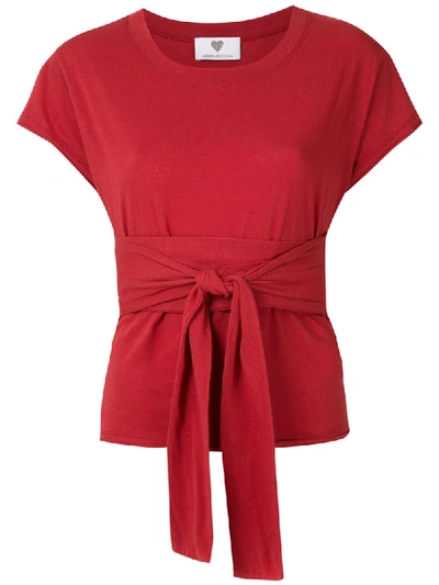 Andrea Bogosian Rondal Tie-waist Cotton T-shirt In Red