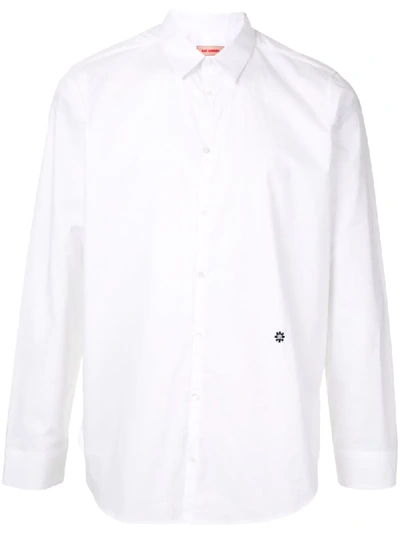 Raf Simons Logo Embroidered Long Sleeve Shirt In White
