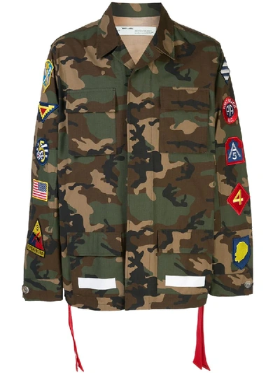Off-white Camouflage Field Jacket In Green