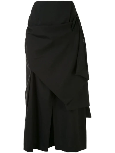 Enföld Draped A-line Midi Skirt In Black