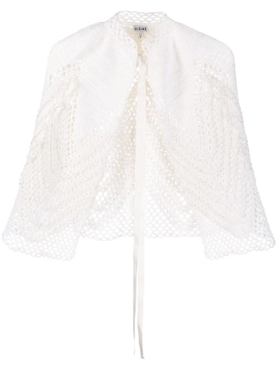 Loewe Knitted Crochet Cape In White