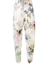 AGNONA FLORAL-PRINT BELTED TROUSERS