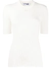 COURRÈGES EMBROIDERED LOGO RIBBED KNIT JUMPER