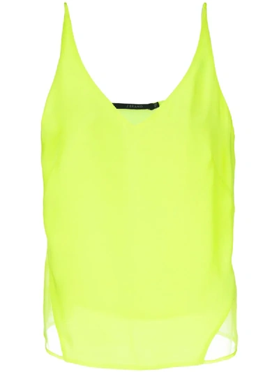 J Brand Lucy Sheer-panel Silk Top In Yellow