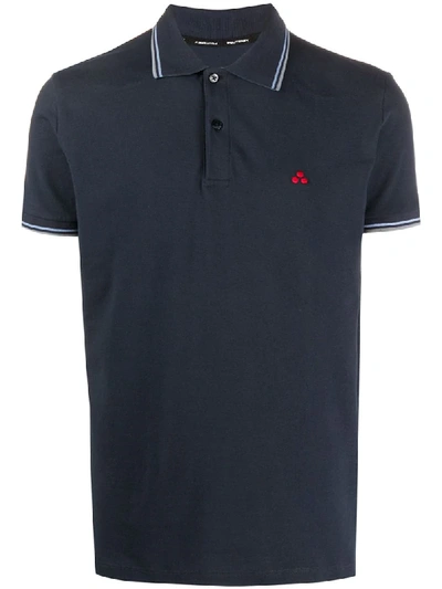Peuterey Embroidered Logo Polo Shirt In Dark Blue
