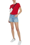 Frame Le Cutoff Fray Hem Denim Shorts In Mid Denim