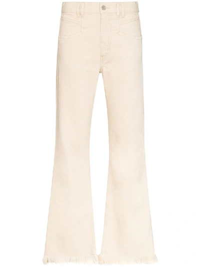 Isabel Marant Women's Elvira Slouchy Frayed Hem Jeans In White
