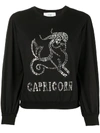 Alberta Ferretti Capricorn Embellished Long Sleeve Top In Black