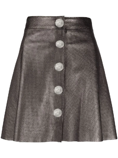 Manokhi Metallic Perforated Skirt In Silver