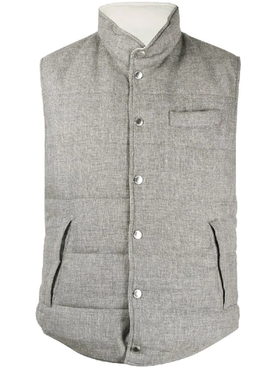 Brunello Cucinelli Knitted Gilet Jacket In Grey