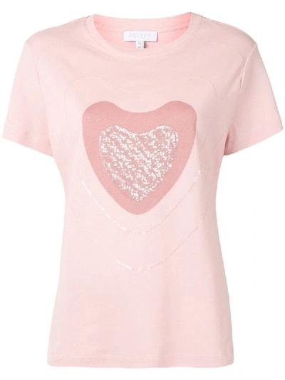 Escada Sport Sequin Heart T-shirt In Pink