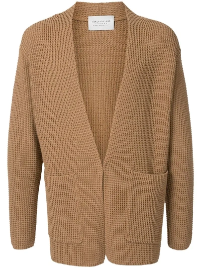 Tomorrowland Open Front Chunky Knit Cardi-coat In Brown