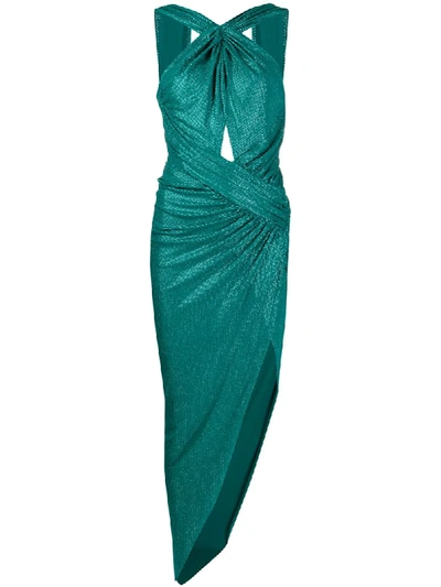Alexandre Vauthier Crystal-embellished Draped Gown In Green