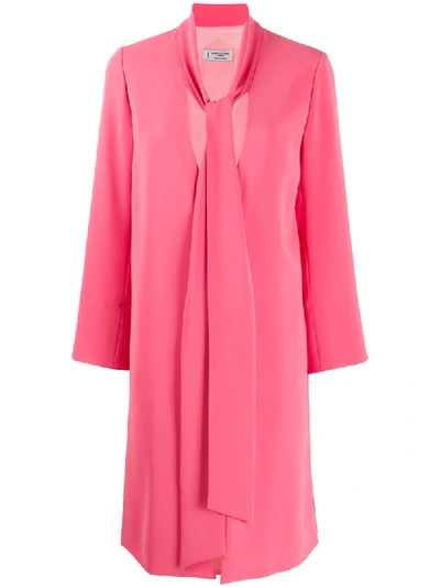 Alberto Biani V Neck Robe Coat In Pink