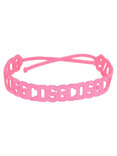 Gcds Logo Crochet Bracelet In Pink