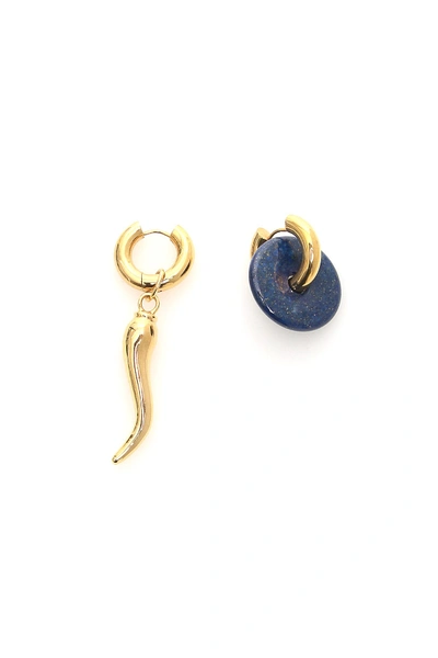 Timeless Pearly Mismatched Earrings In Gold,blue