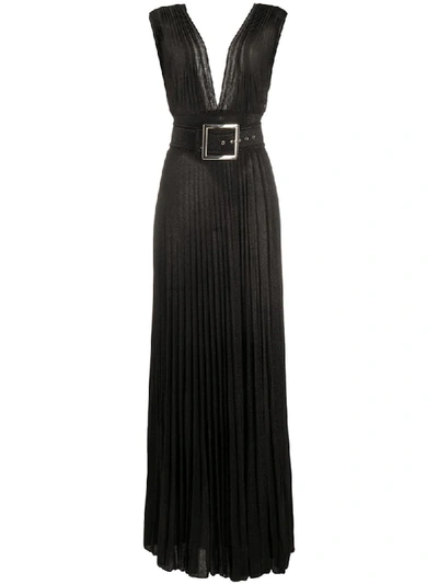 Elisabetta Franchi Belted Maxi Dress In Black