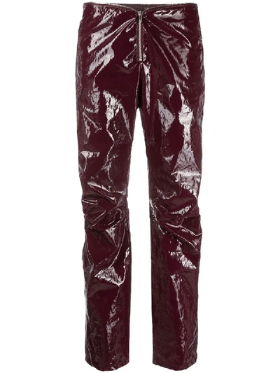 Frankie Morello Coated Straight Leg Trousers In Purple