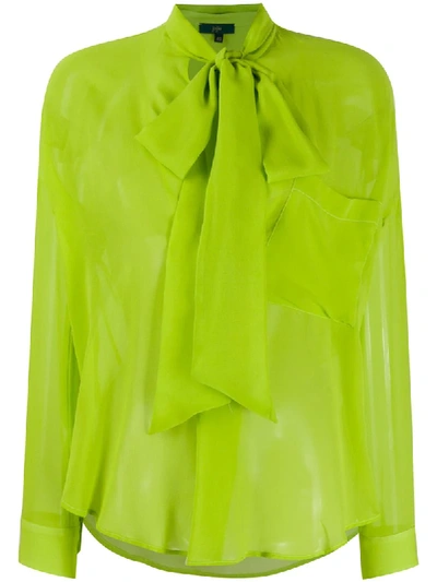 Jejia Sheer Pussy Bow Blouse In Green