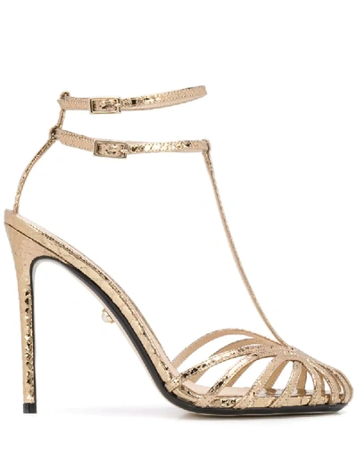 Alevì Metallic Strappy Sandals In Gold