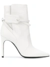 Off-white Zip Tie Pointed Toe Bootie In White