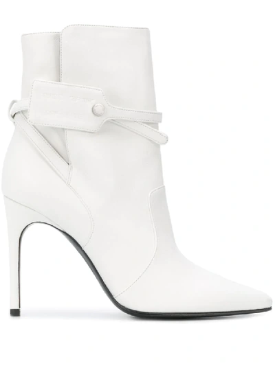 Off-white Zip Tie Pointed Toe Bootie In White