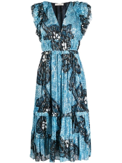 Ulla Johnson Akira Abstract Print Midi Dress In Blue