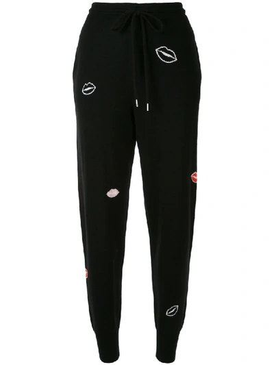 Markus Lupfer Lips Embroidered Track Pants In Black