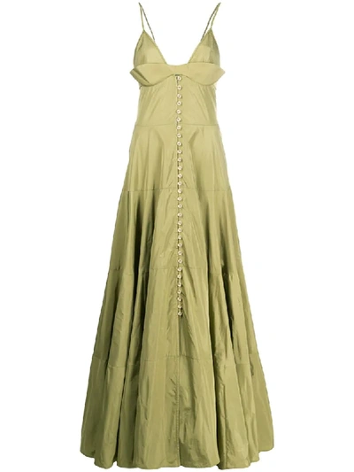 Jacquemus Pleated Long Dress In Green