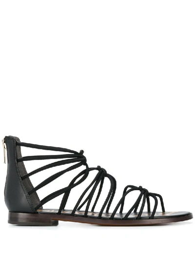 Sam Edelman Emi Knotted Suede And Leather Sandals In Black