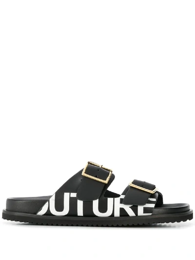 Semicouture Slip-on Logo Sandals In Black