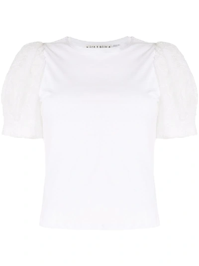 Alice And Olivia Lace-sleeve Blouse In White