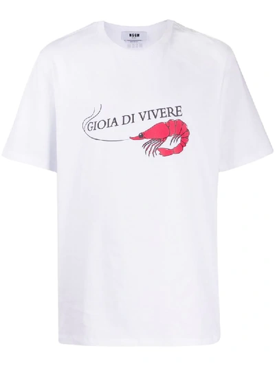 Msgm T-shirt Mit Garnelen-print In White