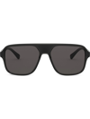 Dolce & Gabbana Logo-embossed Square-frame Sunglasses In Grey