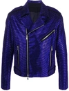 BALMAIN RHINESTONE-EMBELLISHED BIKER JACKET