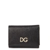 DOLCE & GABBANA BLACK LEATHER WALLET WITH LOGO IN DIAMONDS,11234387