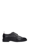 THOM BROWNE LACE UP SHOES IN BLACK LEATHER,11213627