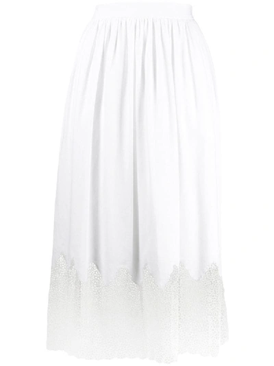 Christopher Kane Broderie Hem Midi Skirt In White