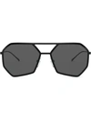 Prada Logo-embossed Heptagon-frame Sunglasses In Black