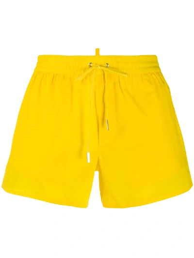 Dsquared2 Logo Print Swim Shorts In Yellow