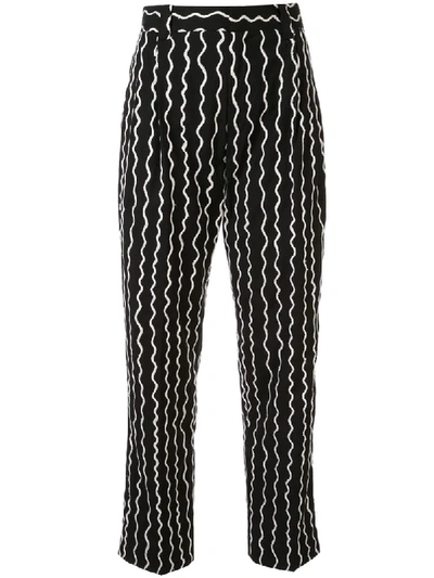 Charles Jeffrey Loverboy Wavy Striped Slim Trousers In Black