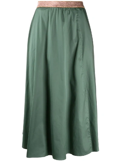 Altea Lurex Waistband Maxi Skirt In Green