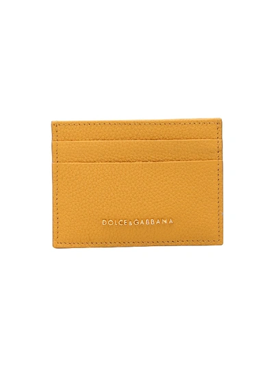Dolce & Gabbana Leather Card Holder In Giallo