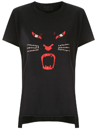 Andrea Bogosian React Embellished Cat T-shirt In Black