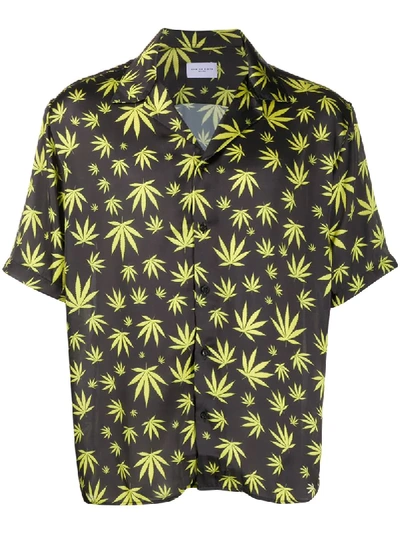 Family First Cannabis-print Short-sleeved Shirt In Black