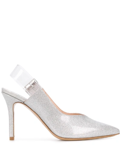 Pinko Anice Verde 2 Glitter Pumps In Silver