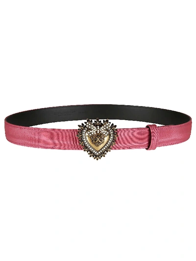 Dolce & Gabbana Heart Plaque Belt In Rosa