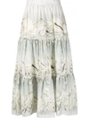 Weekend Max Mara Tiered Seashell-print Skirt In Grey