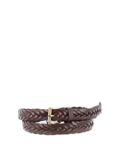 Anderson's Leather Breaded Belt In Brown